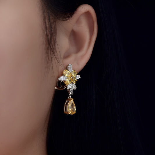 YUREINE Éclat HC Sim Diamonds Floral Drop Earrings