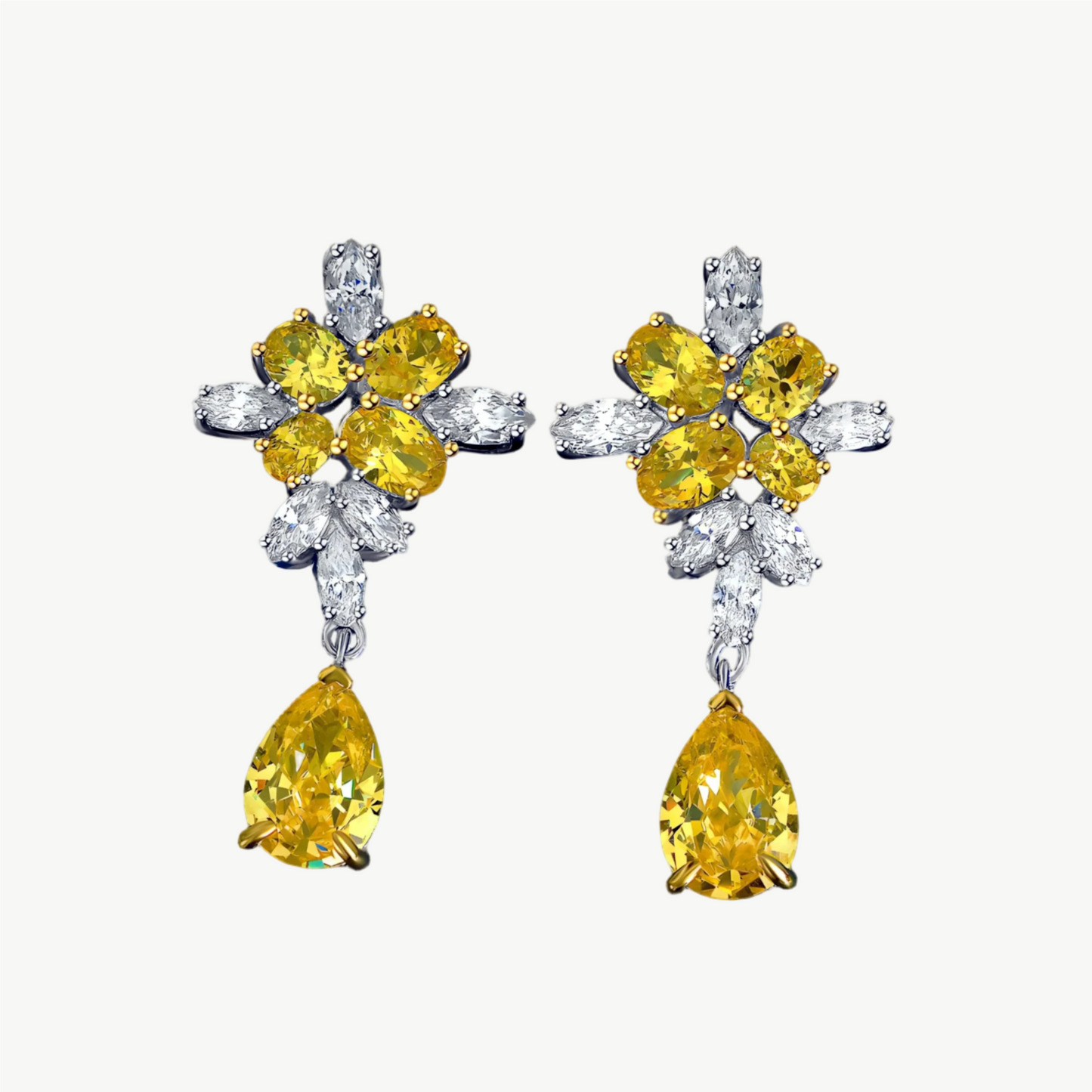 YUREINE Éclat HC Sim Diamonds Floral Drop Earrings