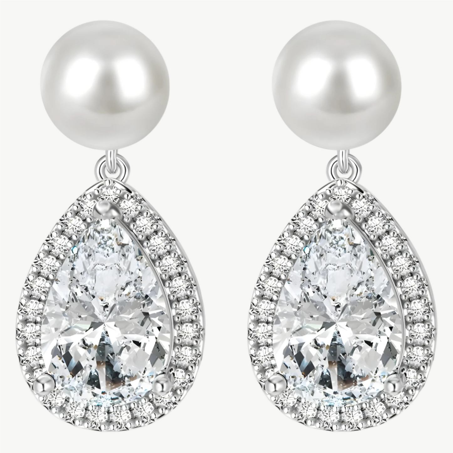 YUREINE Éclat Pearl and Teardrop Zirconia Earrings