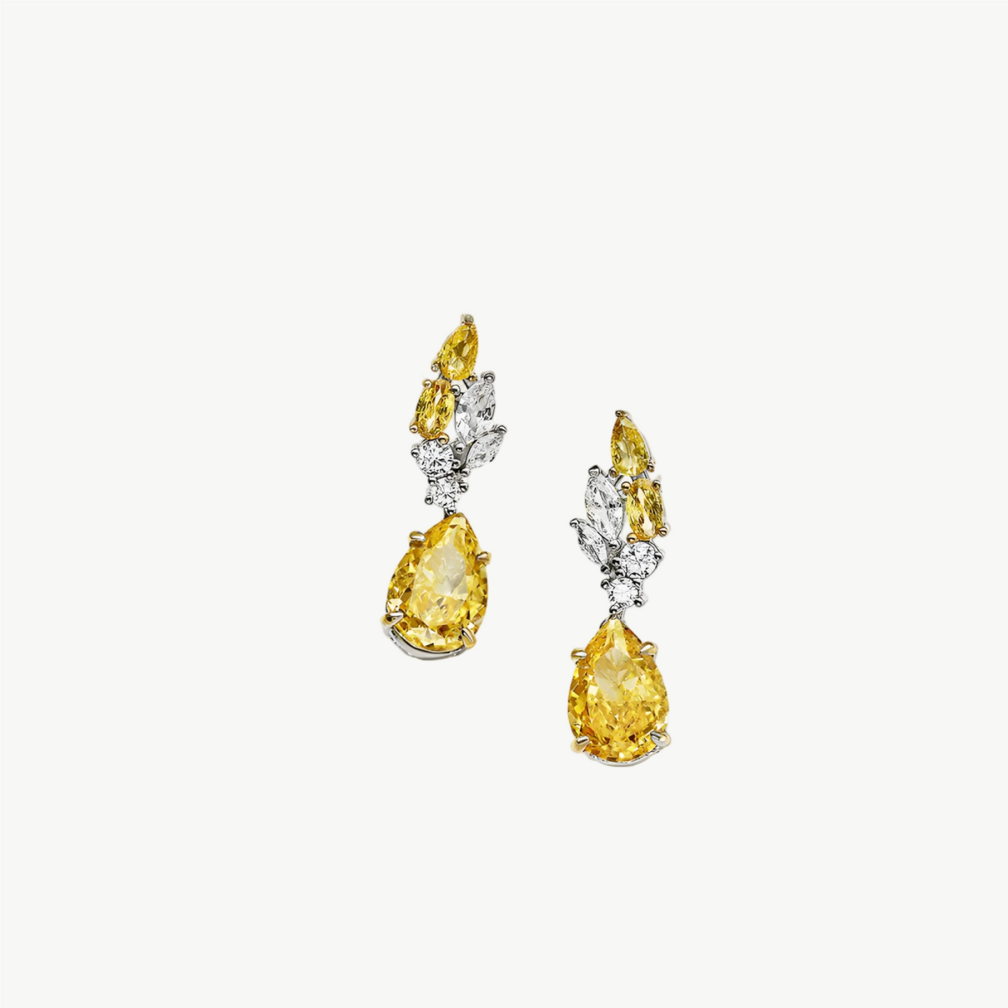 YUREINE Éclat Yellow Zirconia Floral Drop Earrings