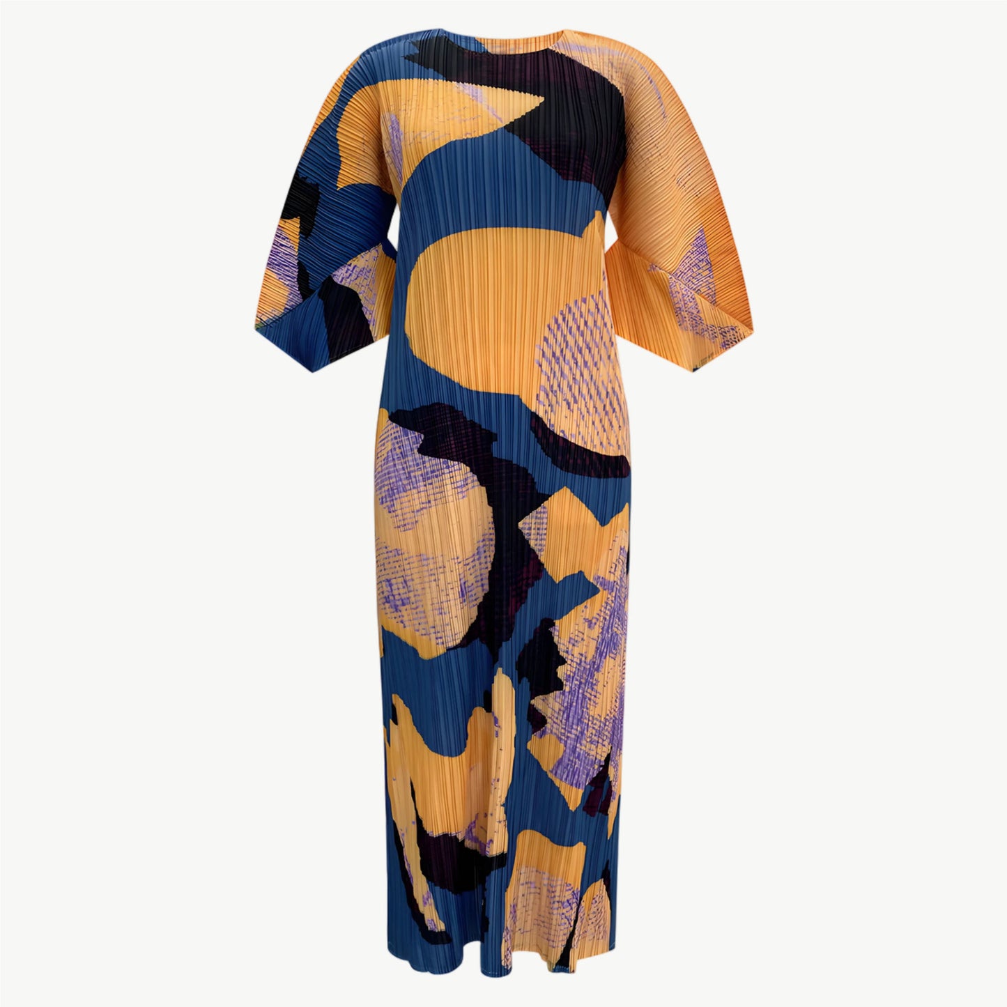 YUREINE Versa Pleated Abstract Midi Dress