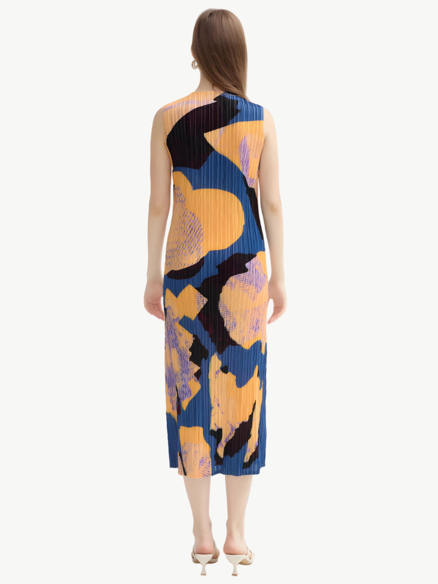 YUREINE Versa Sleeveless Abstract Midi Dress