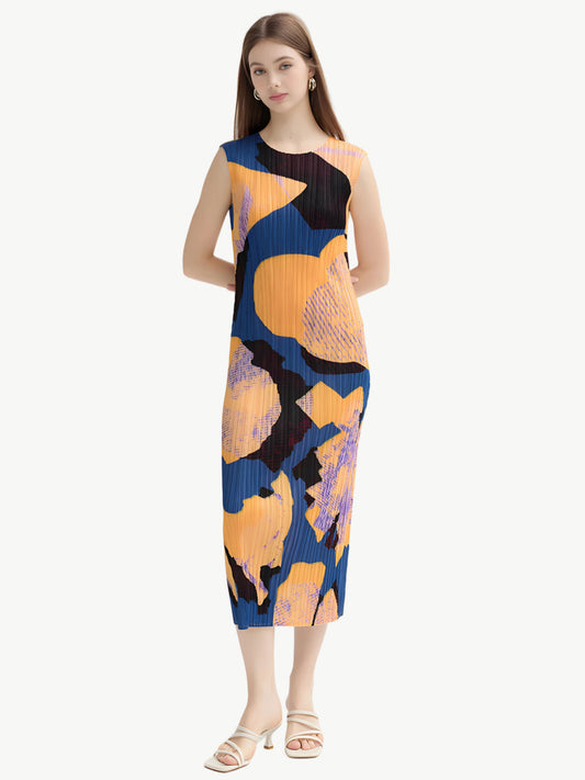 YUREINE Versa Sleeveless Abstract Midi Dress