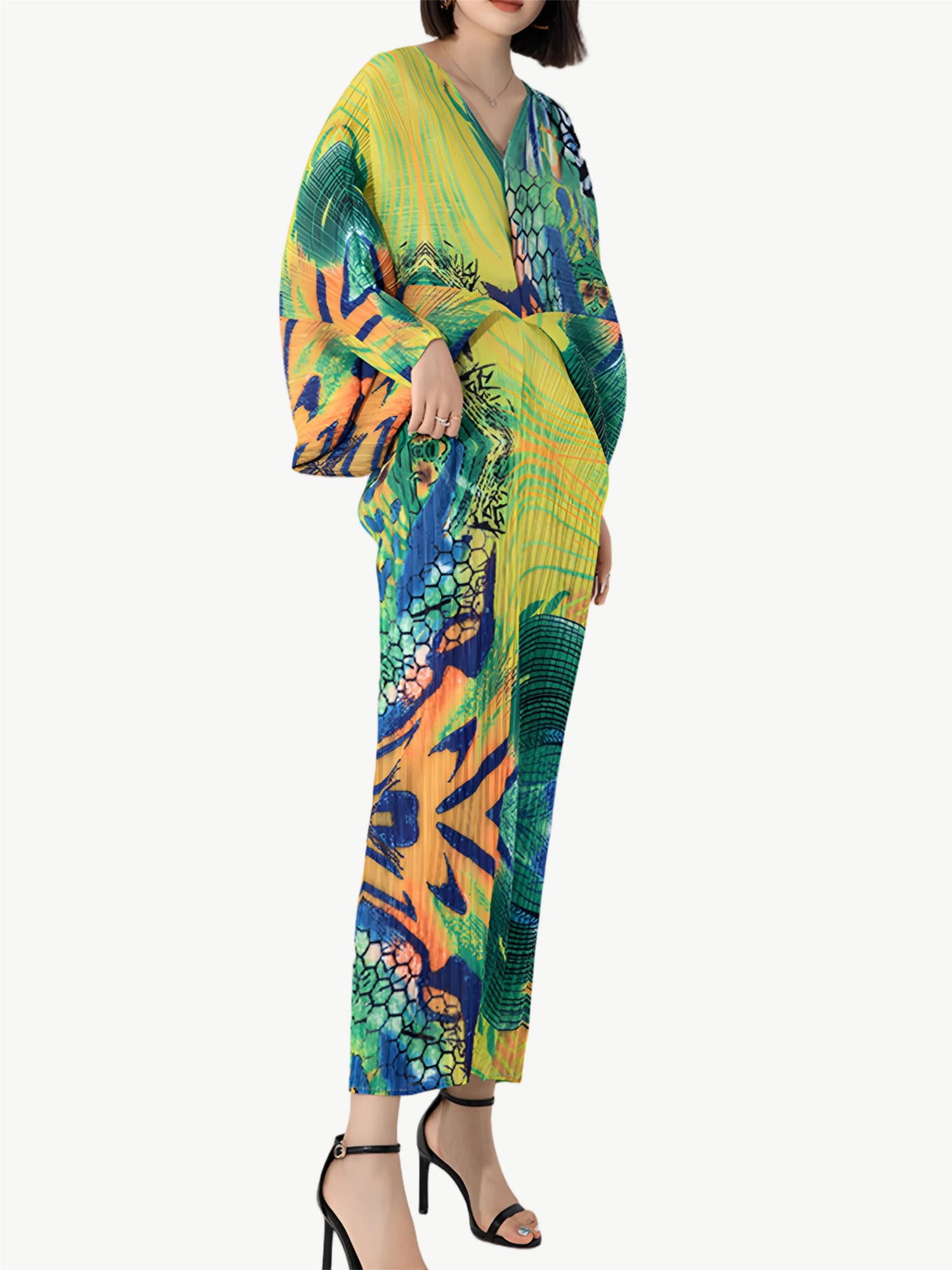 YUREINE Versa Vibrant Pleated Maxi Dress