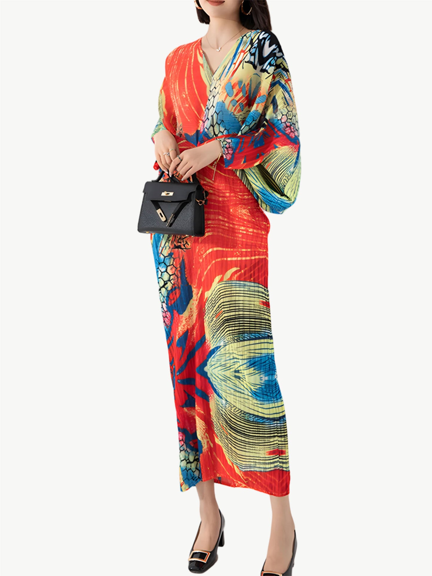 YUREINE Versa Vibrant Pleated Maxi Dress