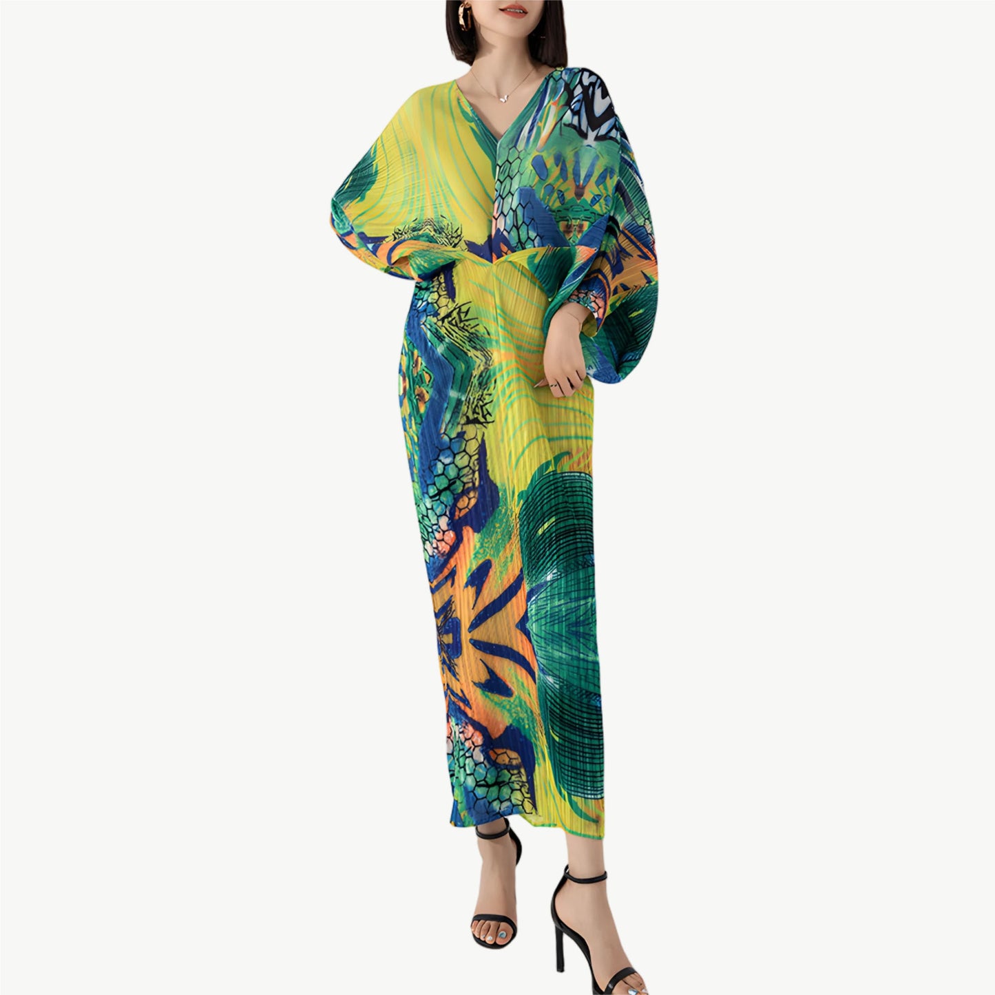 YUREINE Versa Vibrant Pleated Maxi Dress