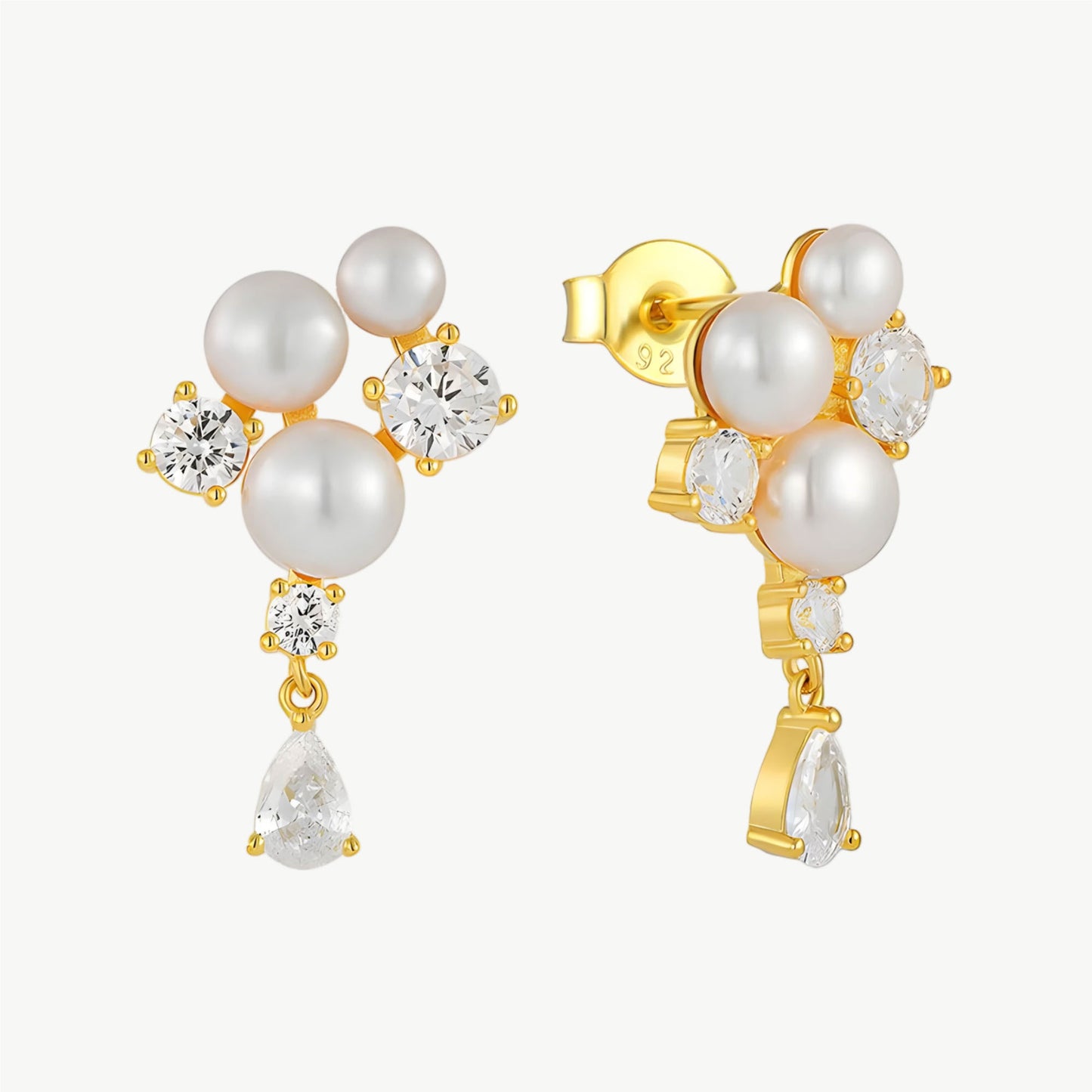 YUREINE Éclat Dazzling Freshwater Pearl and Zircon Drop Earrings