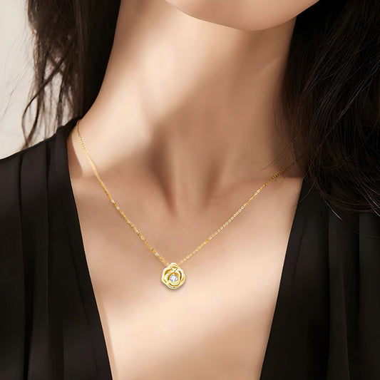 YUREINE Éclat Rose-Inspired Cubic Zirconia Necklace