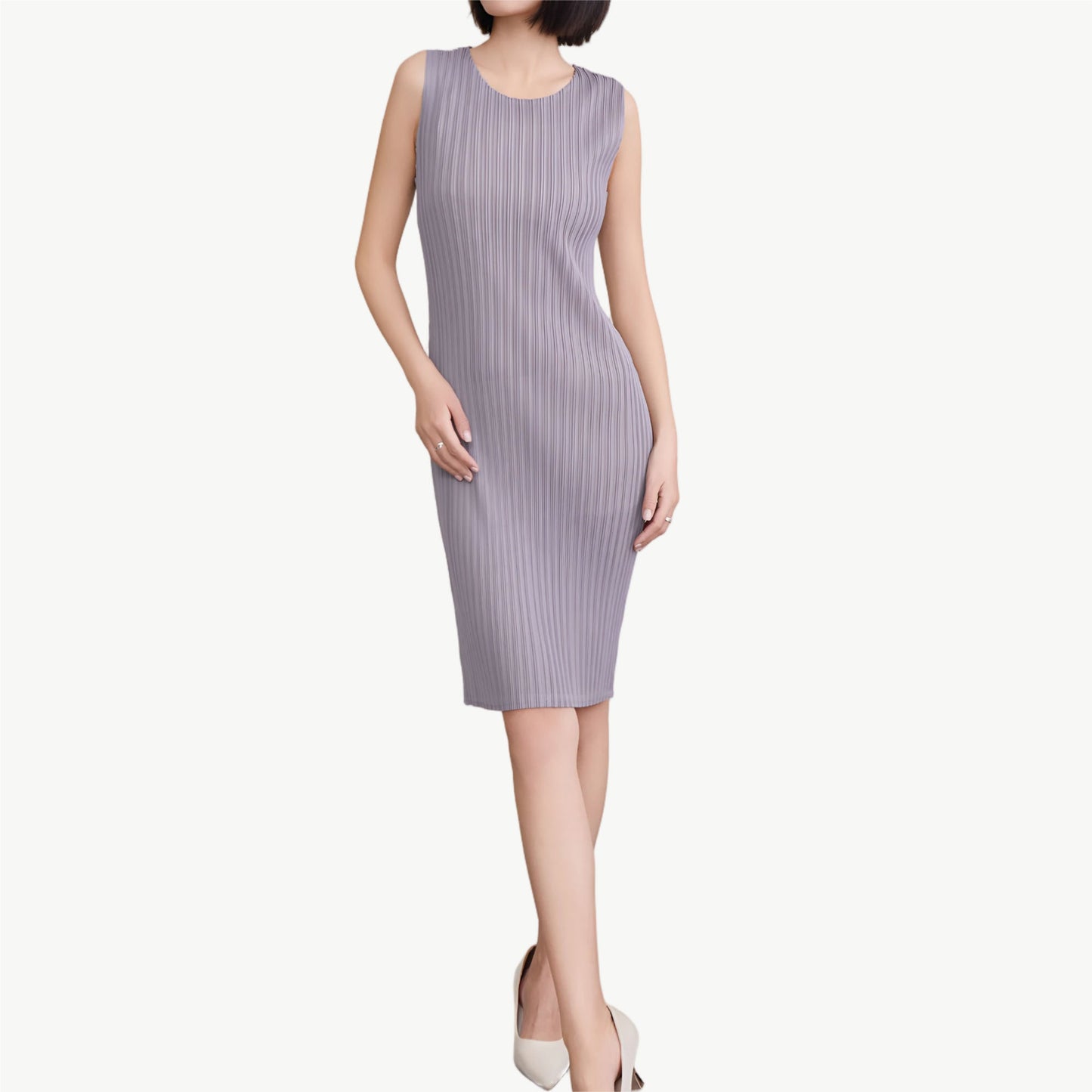 YUREINE Versa Pleated Fitted Midi Dress