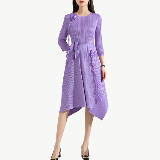 YUREINE Versa Pleated Floral Midi Dress