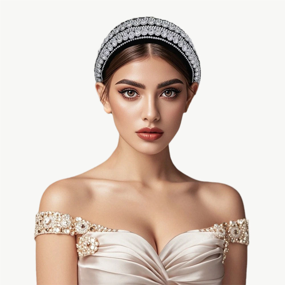 Crystal Cascade Embroidered Headband