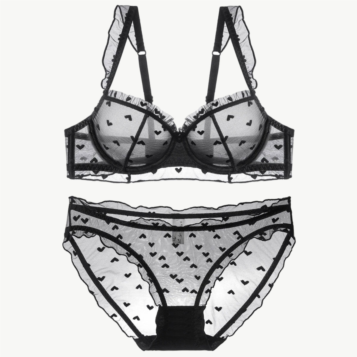 YUREINE Delicate Heart-Patterned Underwire Lingerie Set