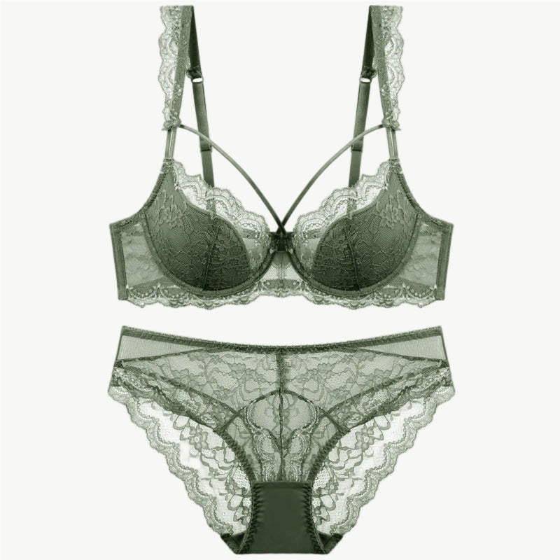 YUREINE Delicate Lace Underwire Lingerie Set