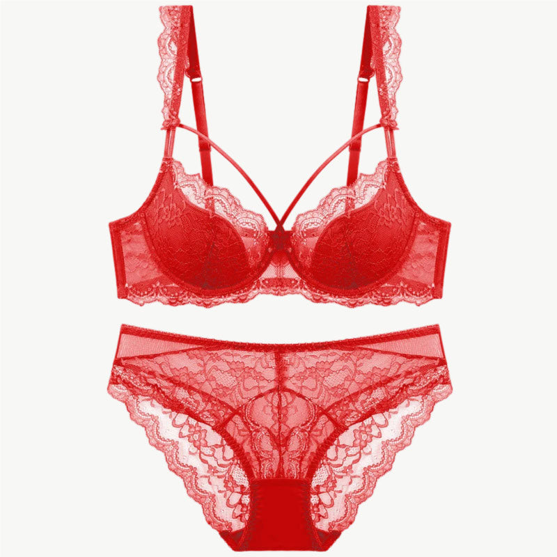 YUREINE Delicate Lace Underwire Lingerie Set