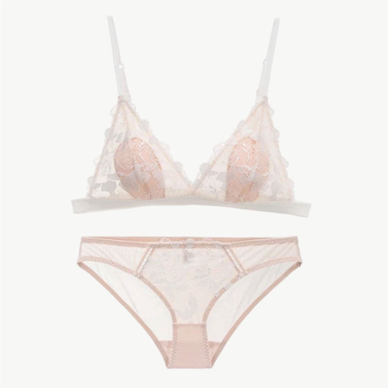YUREINE Embroidered Soft Lace Lingerie Set