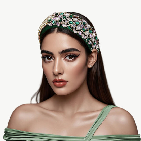 Emerald Luxe Embroidered Headband
