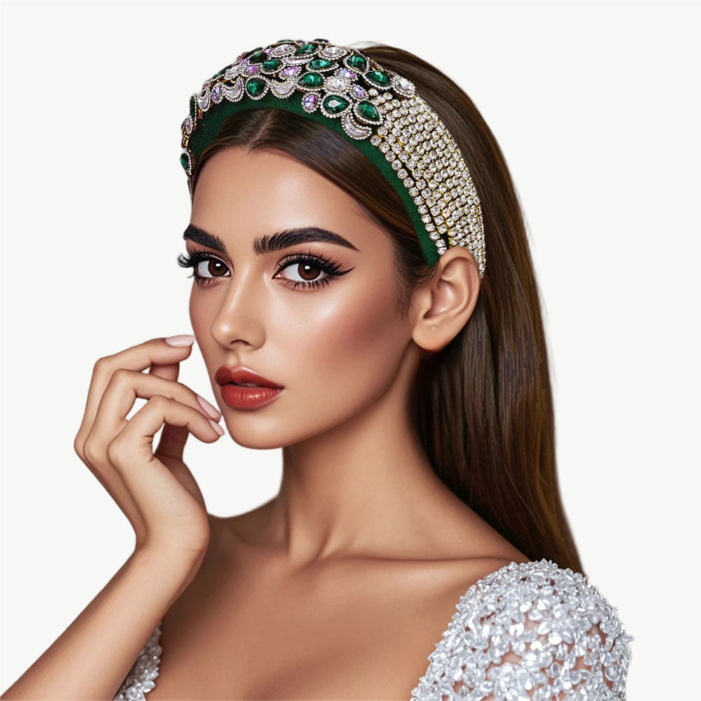 Emerald Luxe Embroidered Headband