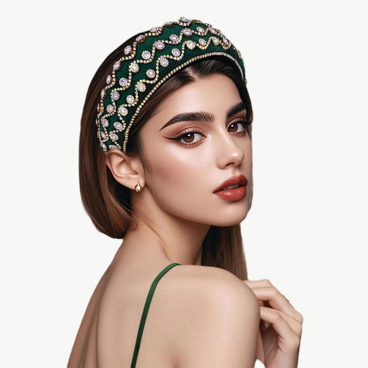 Emerald Swirl Embroidered Headband