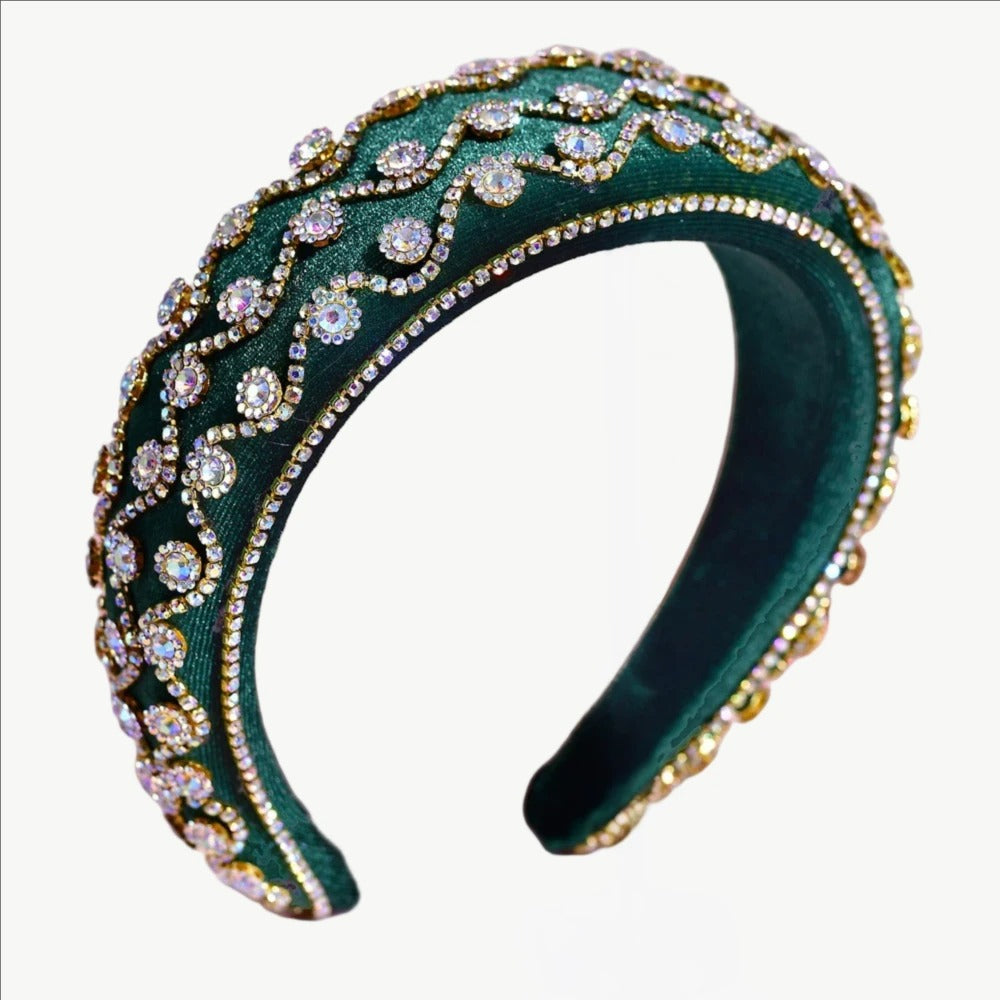 Emerald Swirl Embroidered Headband