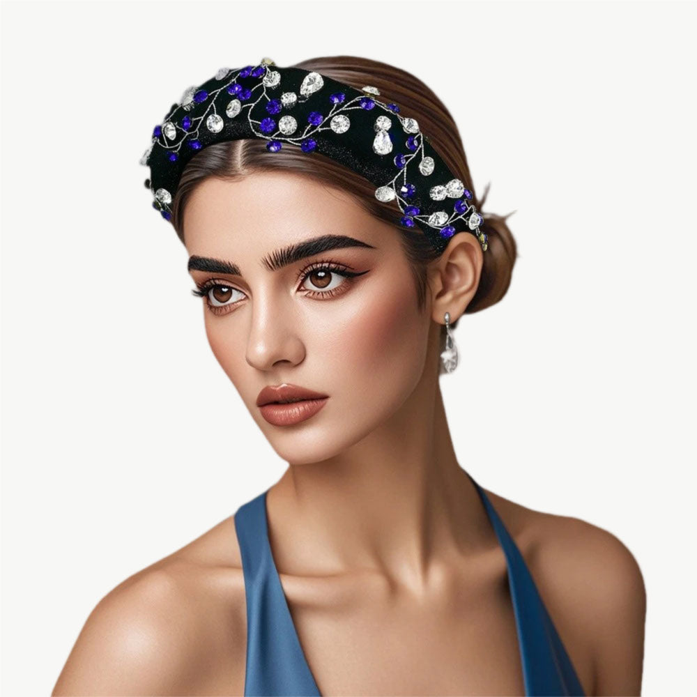 Midnight Gemstone Embroidered Headband