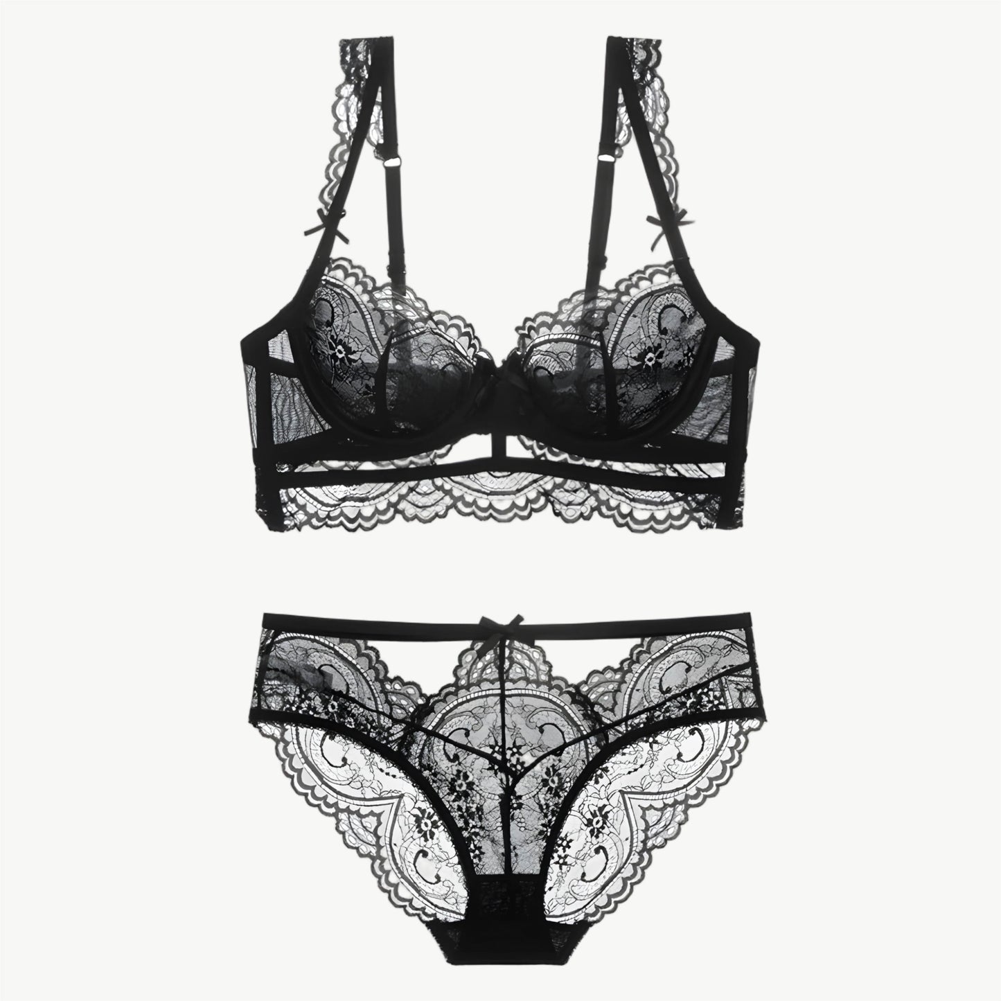 YUREINE Baroque Lace Illusion Lingerie Set