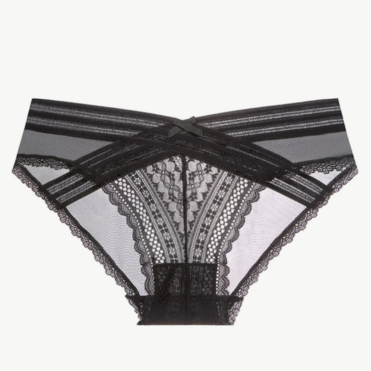 YUREINE Delicate Lace Mesh Panty Trio (Black-Red-White)