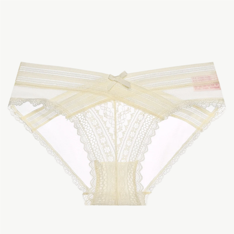 YUREINE Delicate Lace Mesh Panty Trio (Pink-Cream-Green)