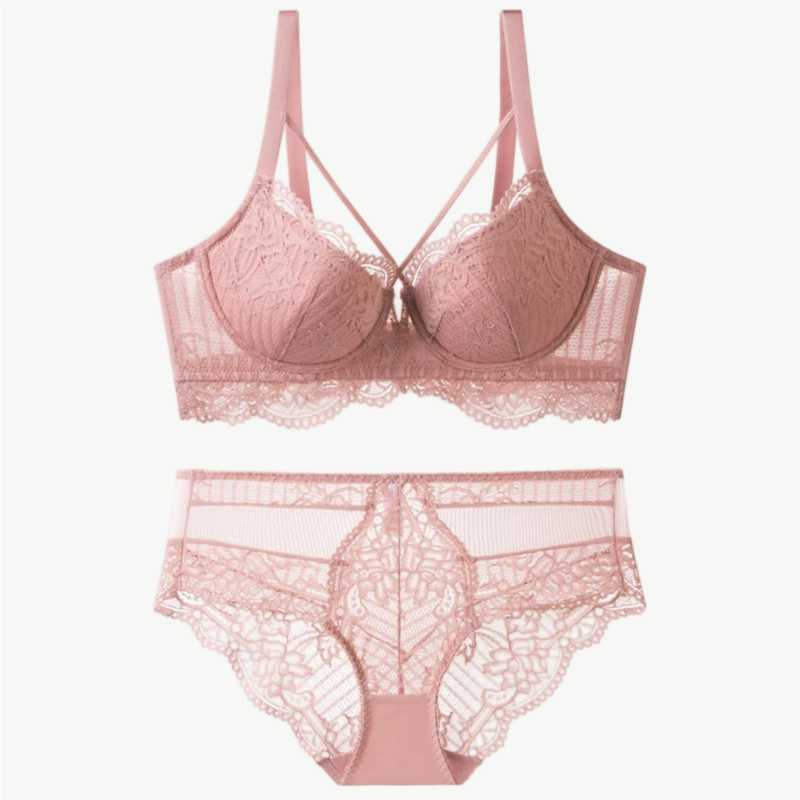 YUREINE Floral Lace Full-Coverage Lingerie Set