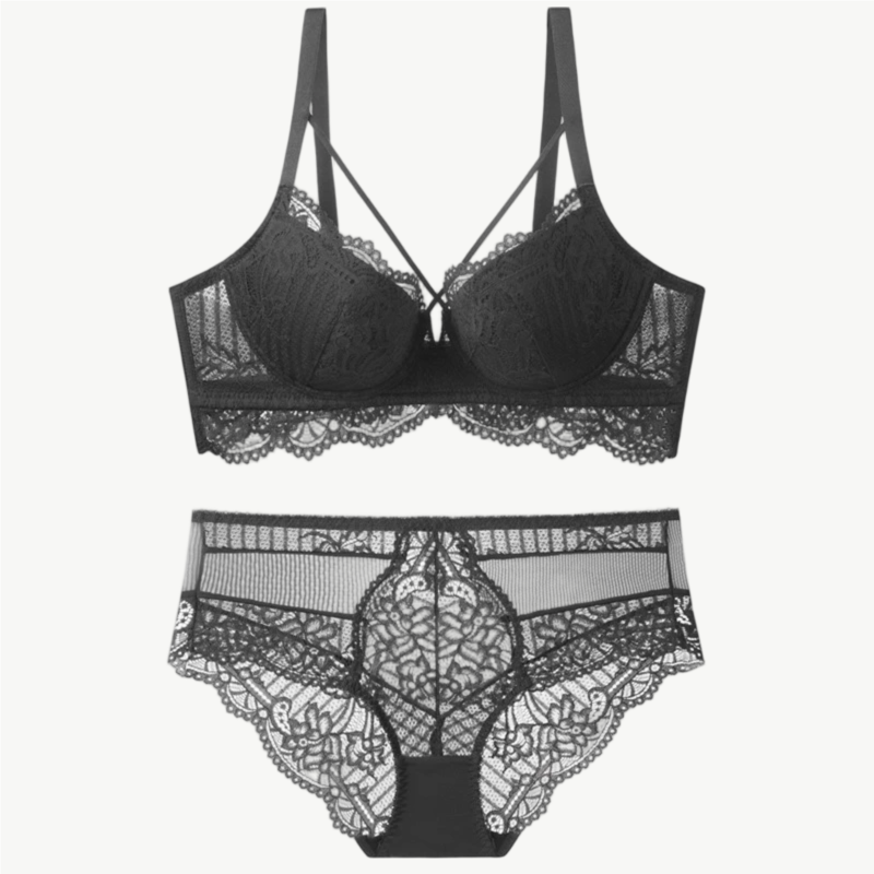 YUREINE Floral Lace Full-Coverage Lingerie Set