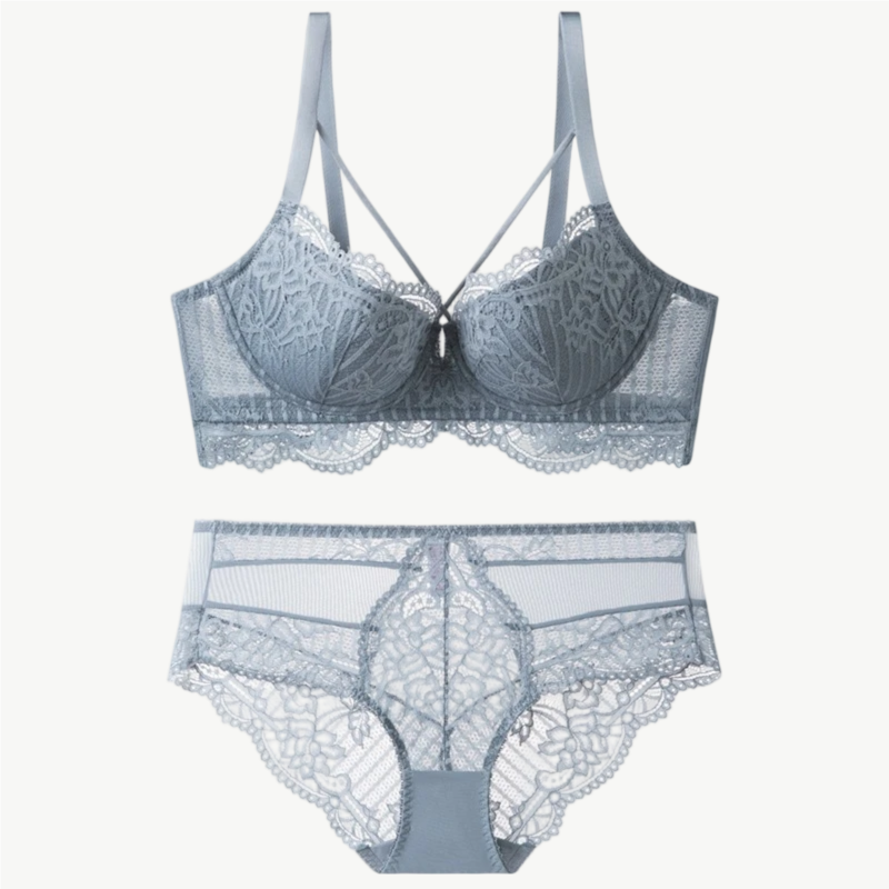 YUREINE Floral Lace Full-Coverage Lingerie Set