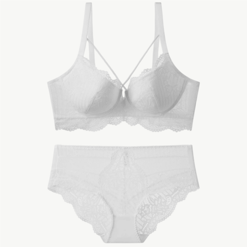 YUREINE Floral Lace Full-Coverage Lingerie Set