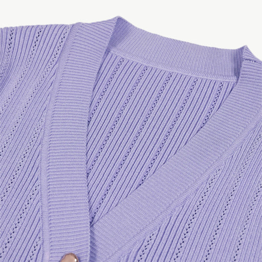 YUREINE Maillé Flared Knit Midi Dress in Lilac