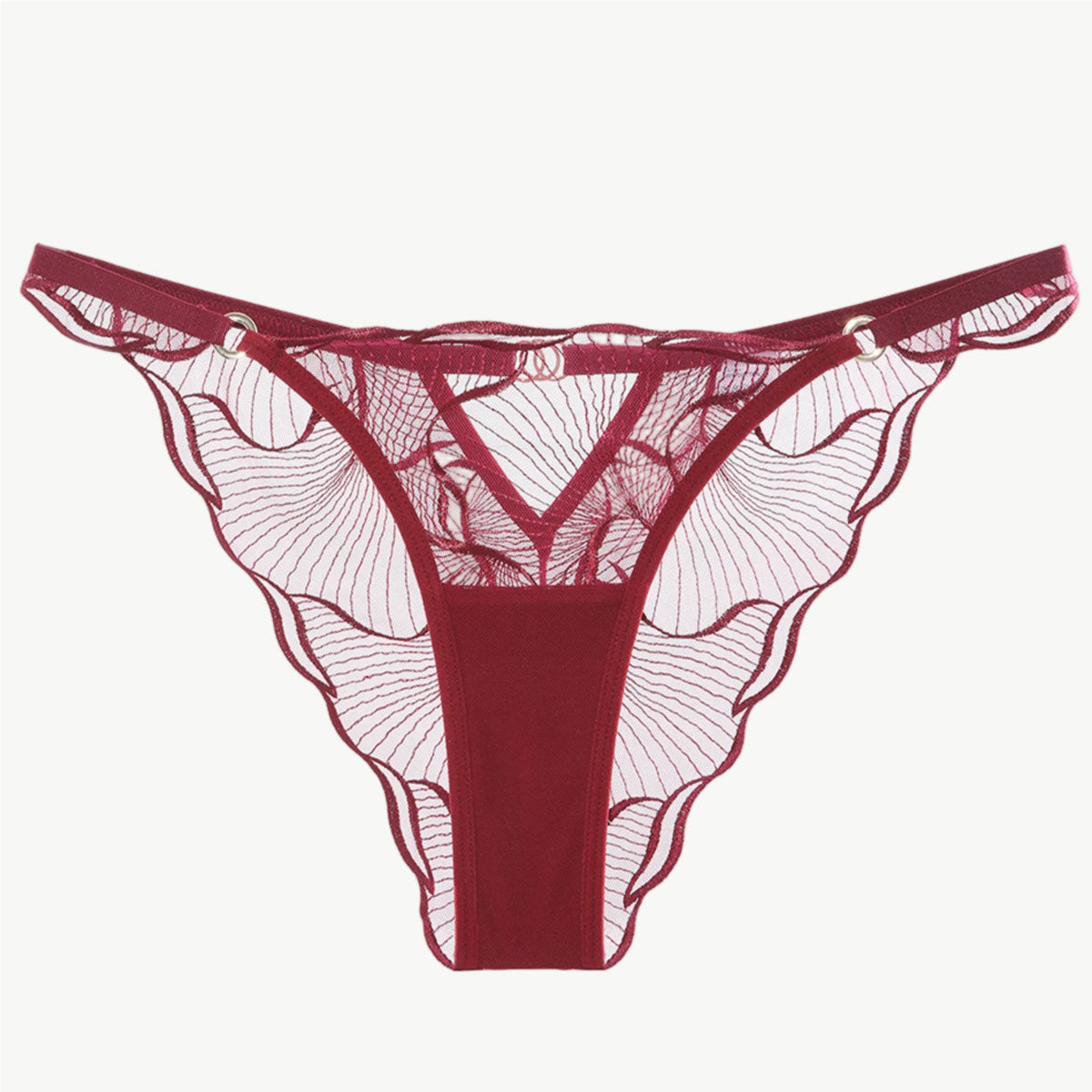YUREINE Sheer Flutter Mesh Thong Trio