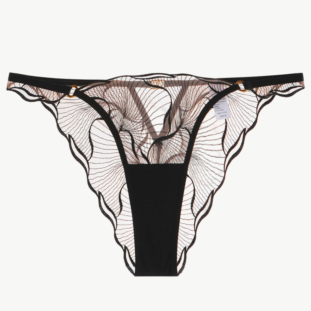 YUREINE Sheer Flutter Mesh Thong Trio