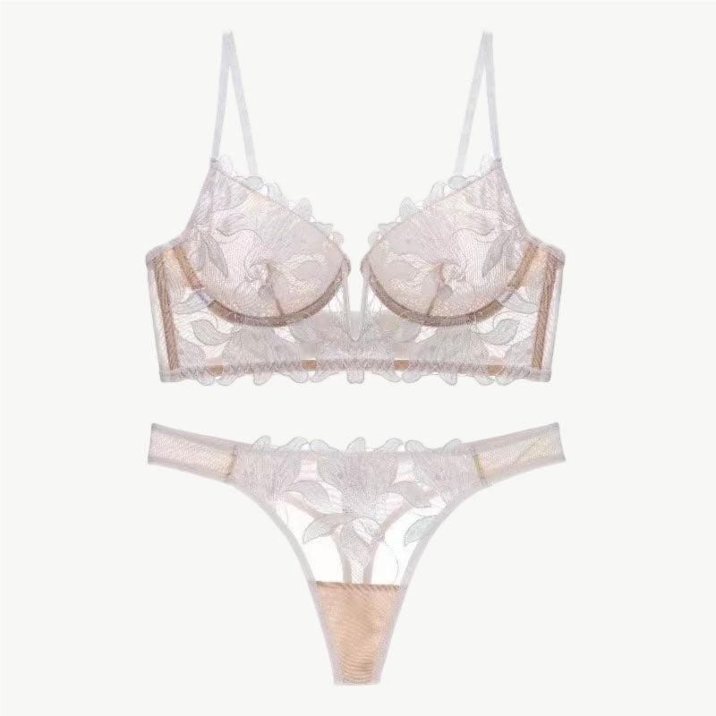 YUREINE Embroidered Lace Lingerie Set