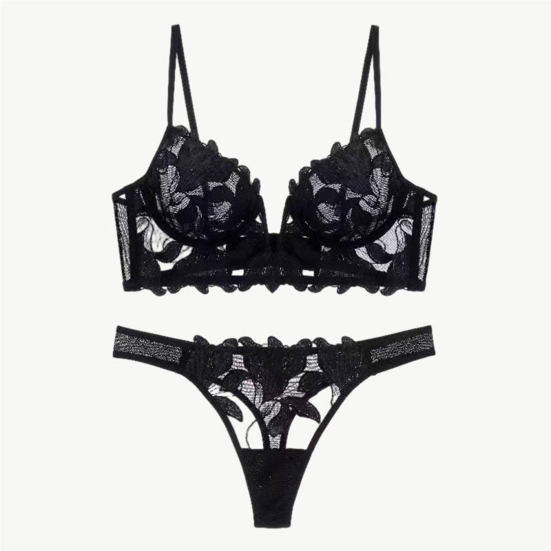 YUREINE Embroidered Lace Lingerie Set