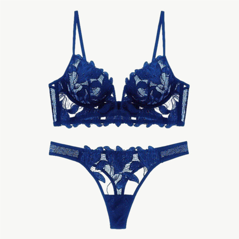 YUREINE Embroidered Lace Lingerie Set