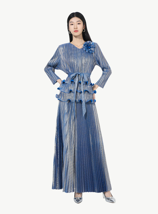 YUREINE Versa Metallic Pleated Two-Piece Set