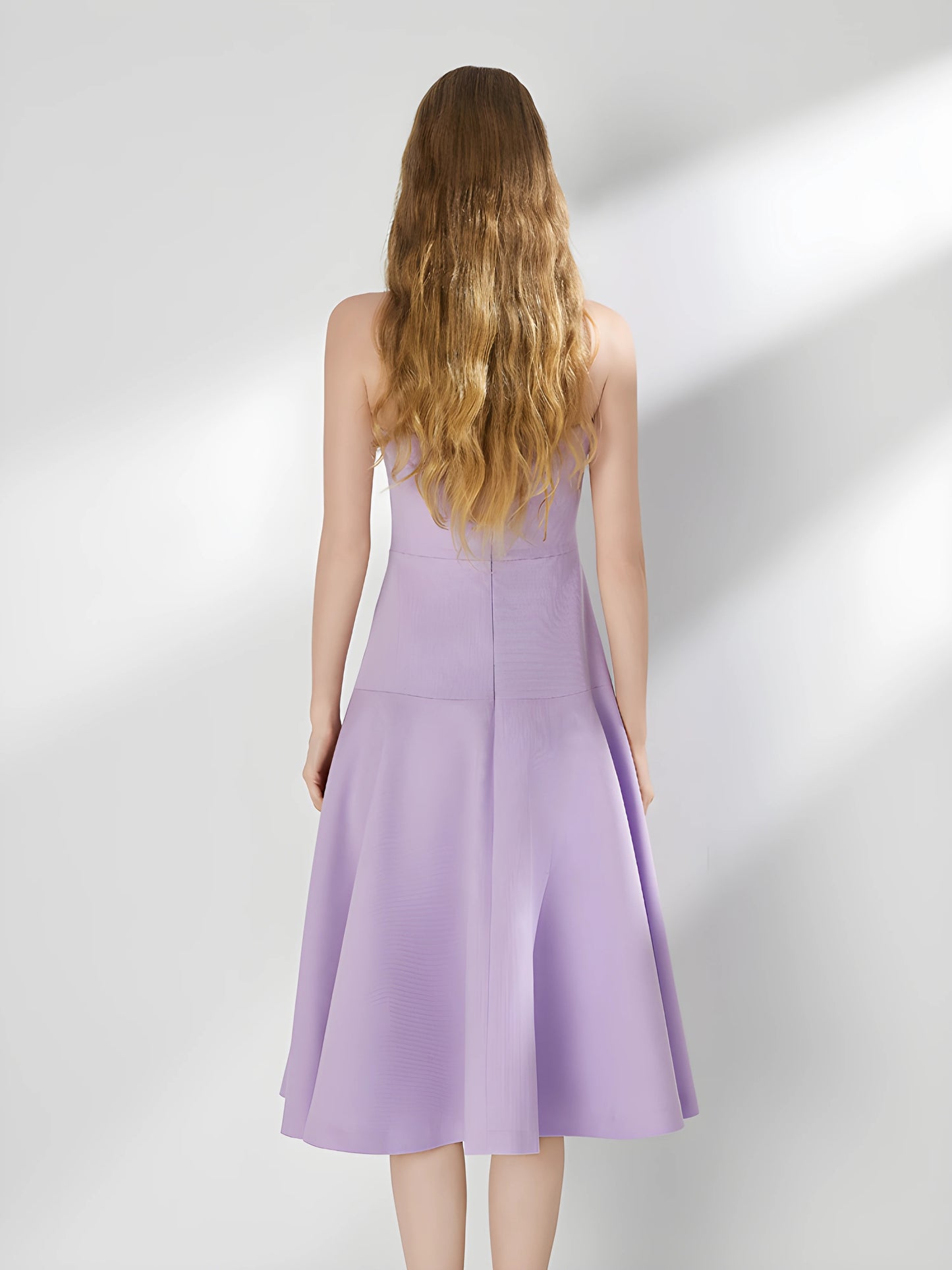 YUREINE Eleganz Trägerloses plissiertes A-Linien-Kleid