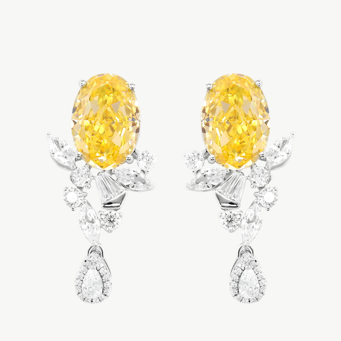 YUREINE Éclat Yellow Zirconia Floral Drop Earrings