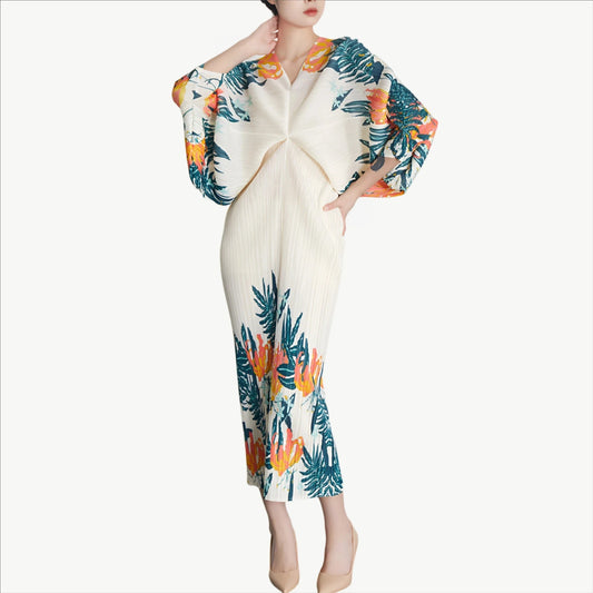YUREINE Versa Kleid Lebendige Blumen-Eleganz mit dramatischem Flair