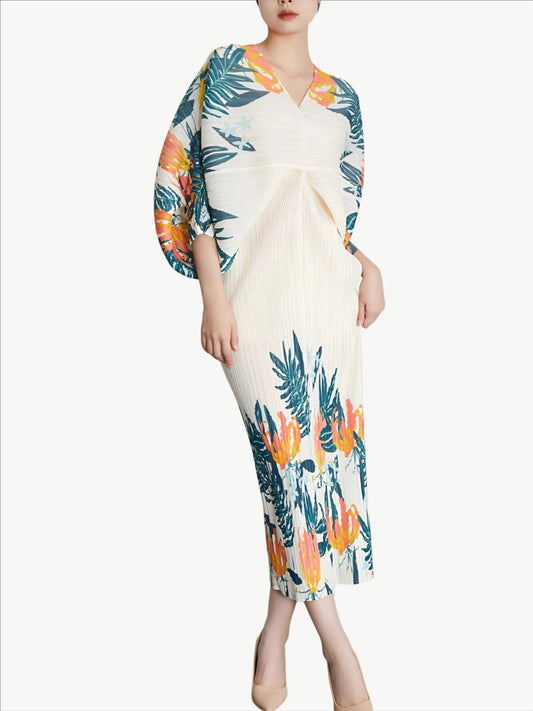 YUREINE Versa Kleid Lebendige Blumen-Eleganz mit dramatischem Flair