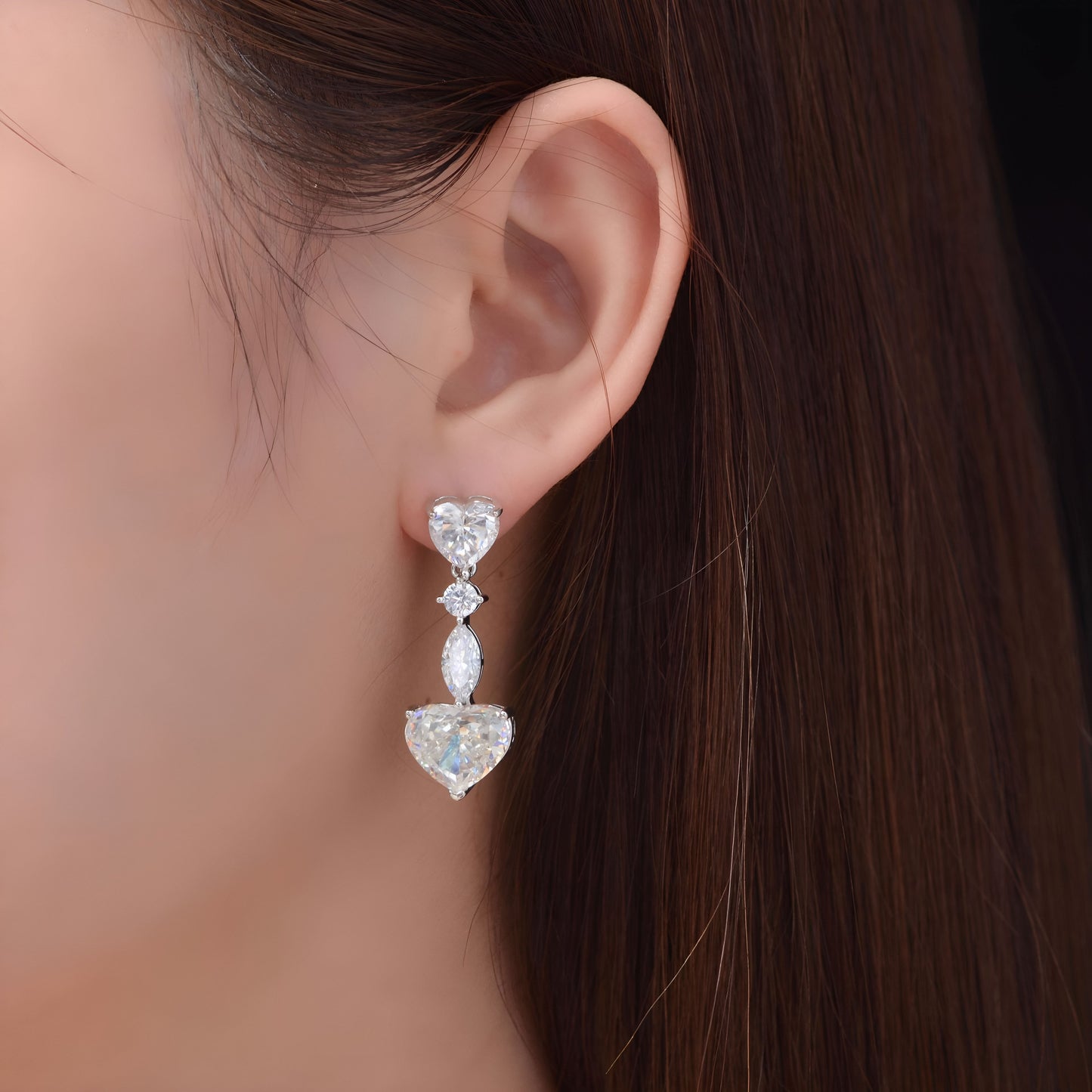 YUREINE Éclat HC Sim-Diamant Herz-Tropfen-Ohrringe