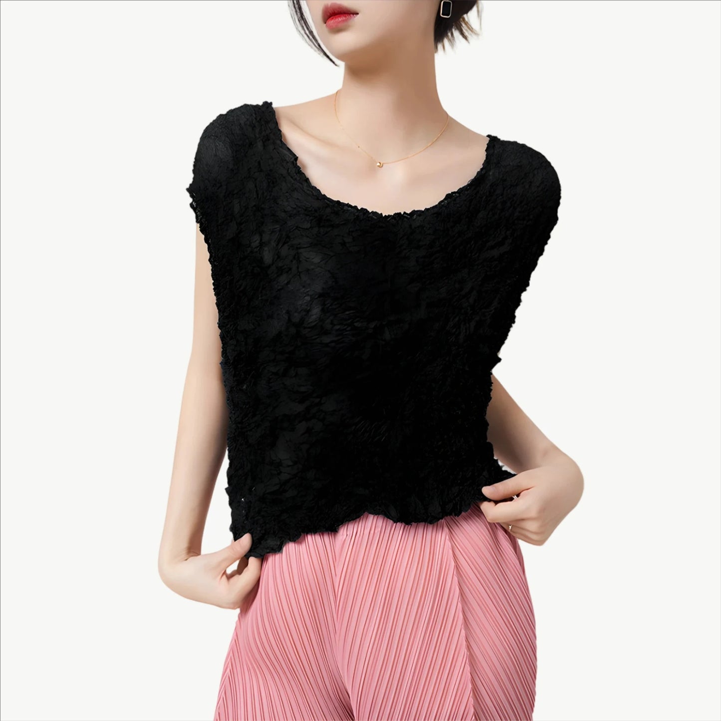 YUREINE Versa Geknitterte Bluse