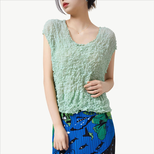 YUREINE Versa Geknitterte Bluse