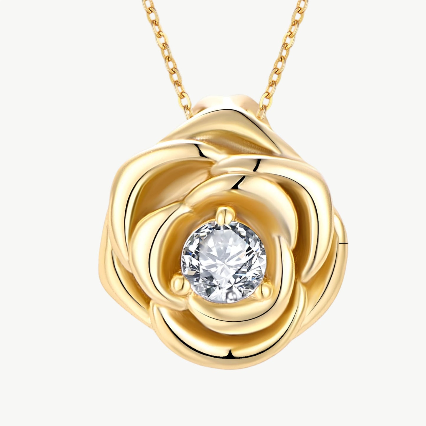 YUREINE Éclat Rose-Inspired Cubic Zirconia Necklace