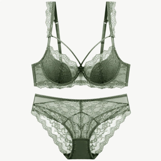 YUREINE Delicate Lace Underwire Lingerie Set