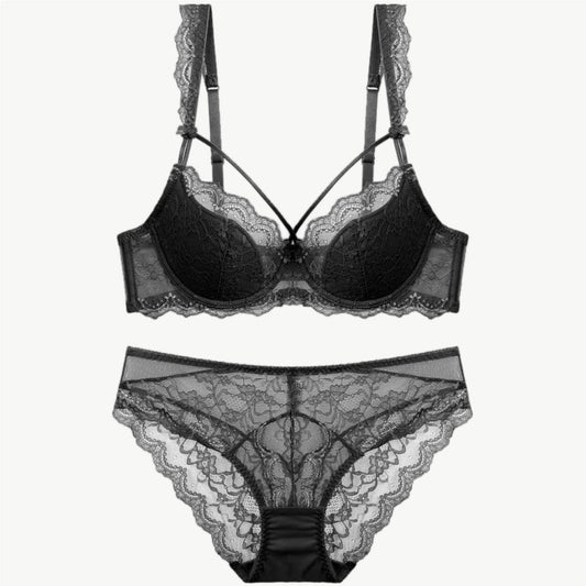 YUREINE Delicate Lace Underwire Lingerie Set