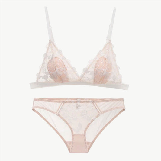 YUREINE Embroidered Soft Lace Lingerie Set