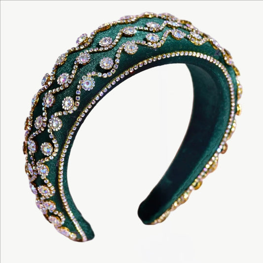 Emerald Swirl Embroidered Headband